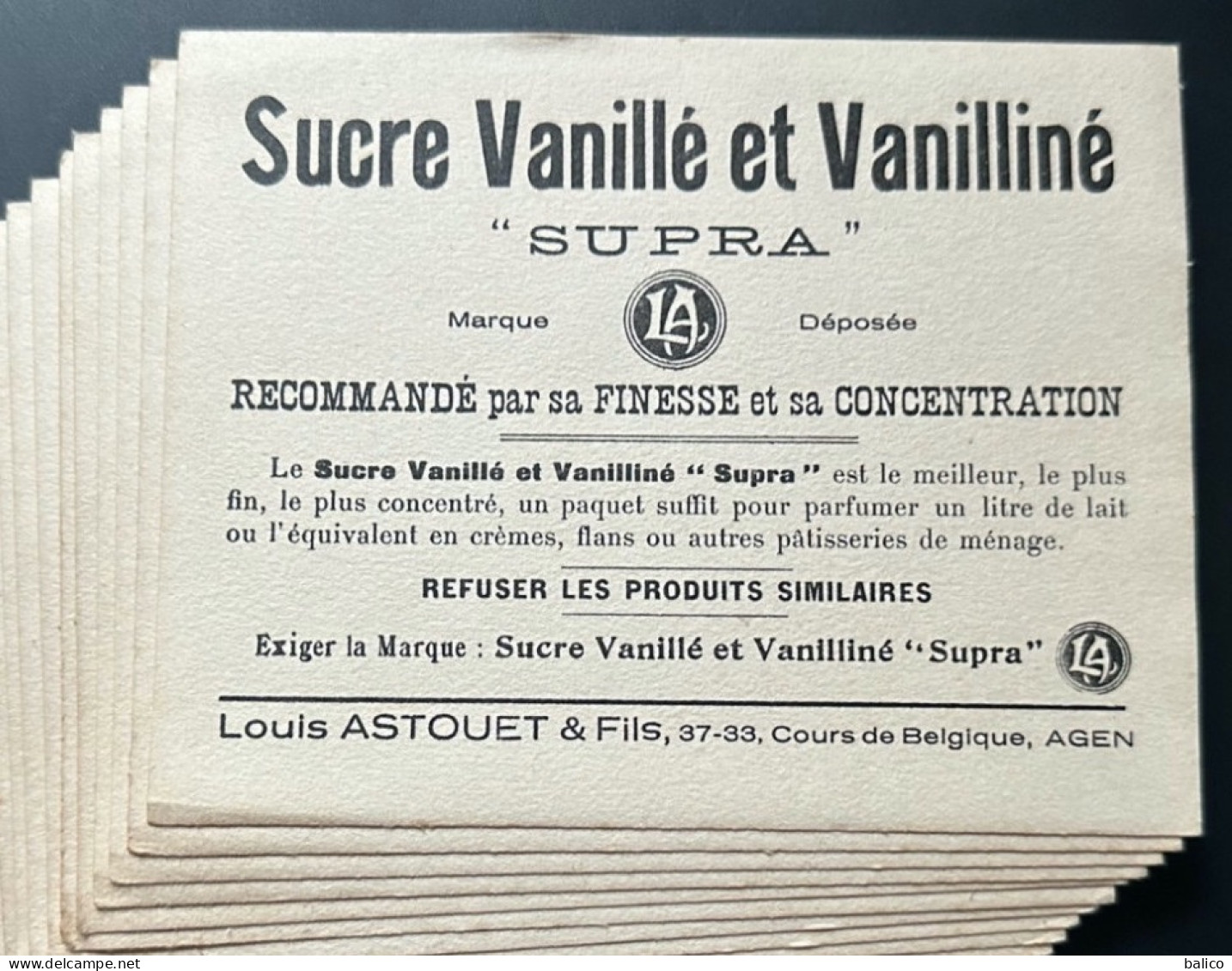 Buvard  - Sucre Vanillé Et Vanilliné - Lot De 8 Buvards - Sucreries & Gâteaux