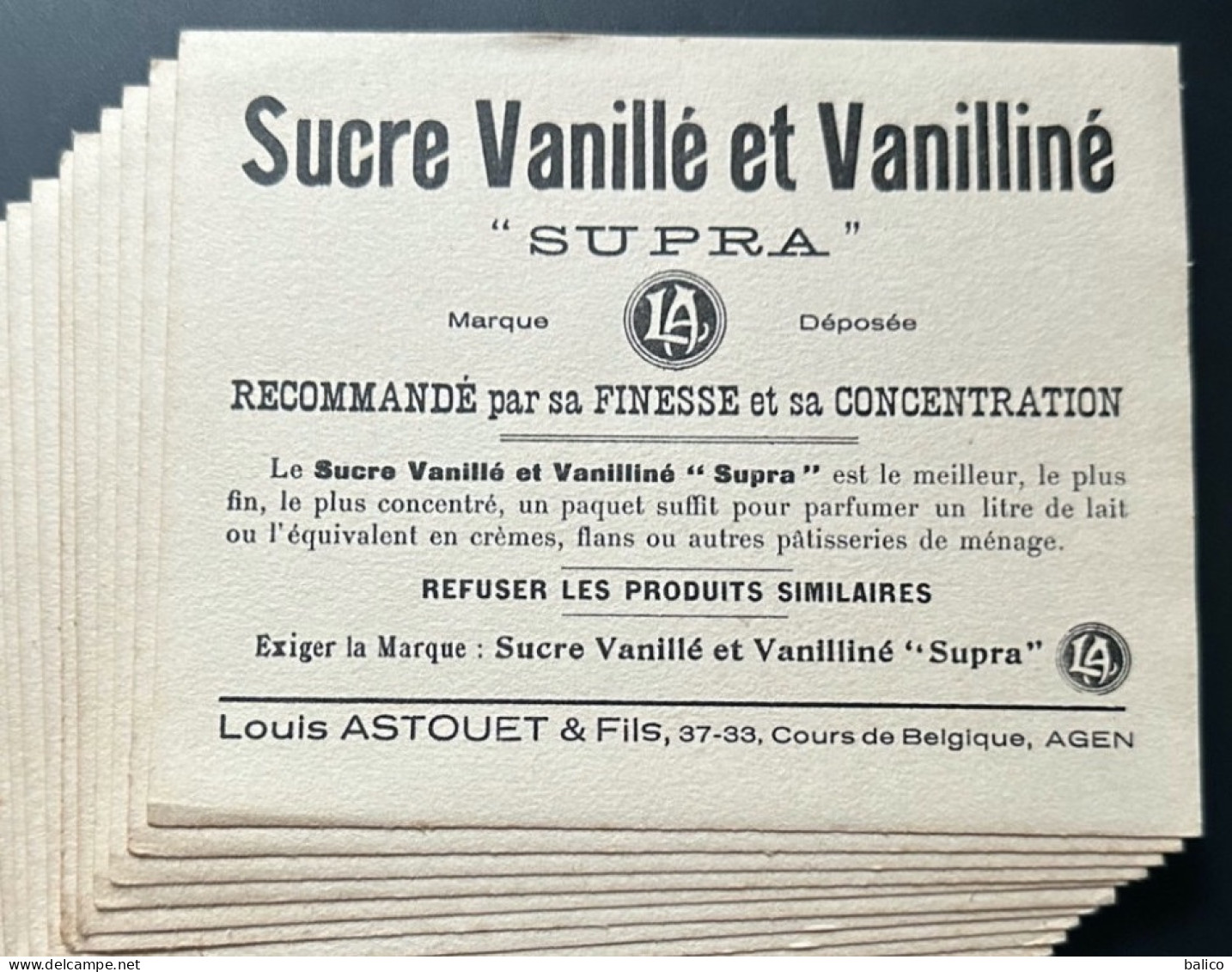 Buvard  - Sucre Vanillé Et Vanilliné - Lot De 9 Buvards - Sucreries & Gâteaux