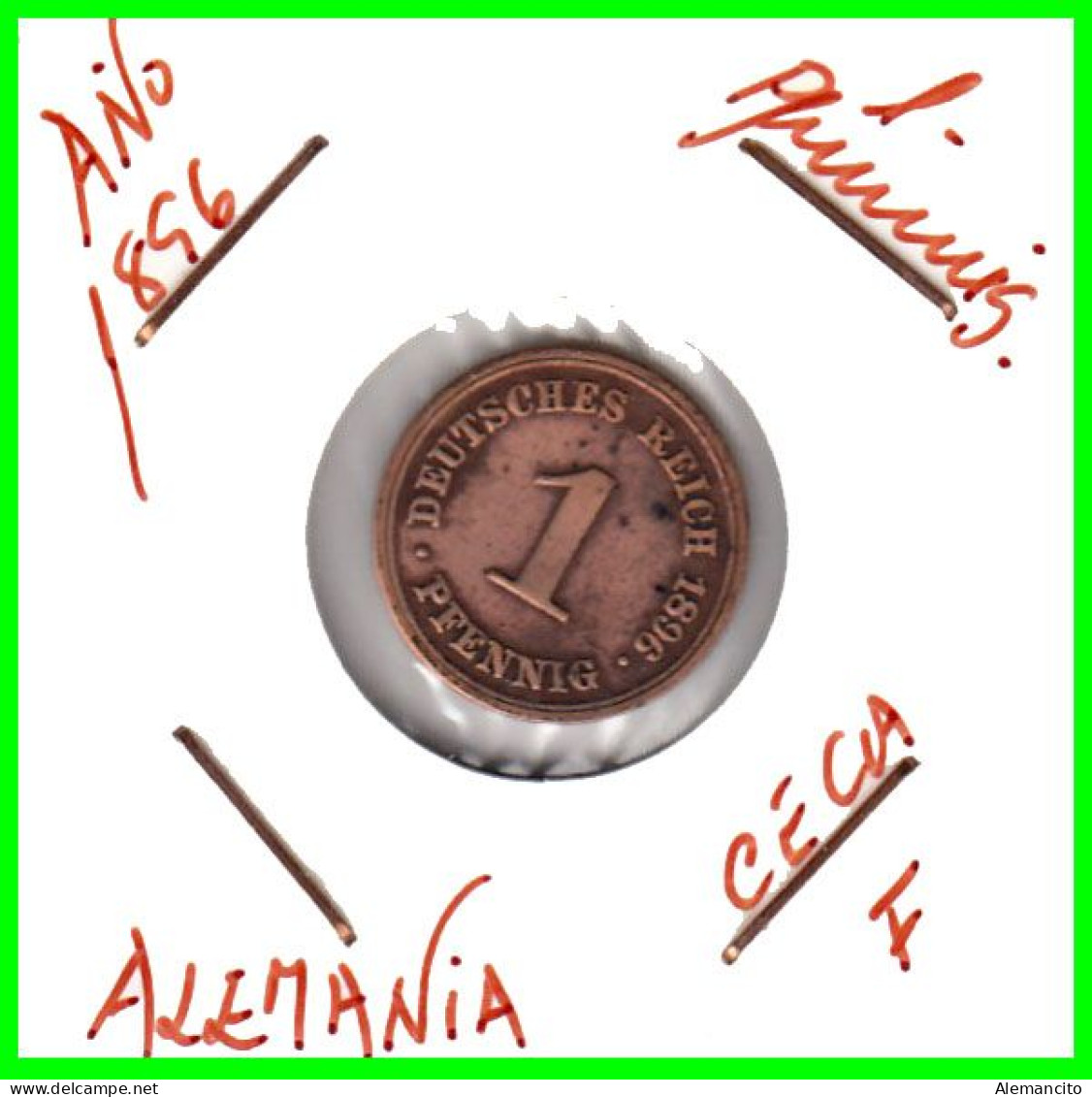 ALEMANIA – GERMANY - IMPERIO MONEDA DE COBRE DIAMETRO 17.5 Mm. DEL AÑO 1896 – CECA-F- KM-10  GOBERNANTE: WILHELM II - 1 Pfennig