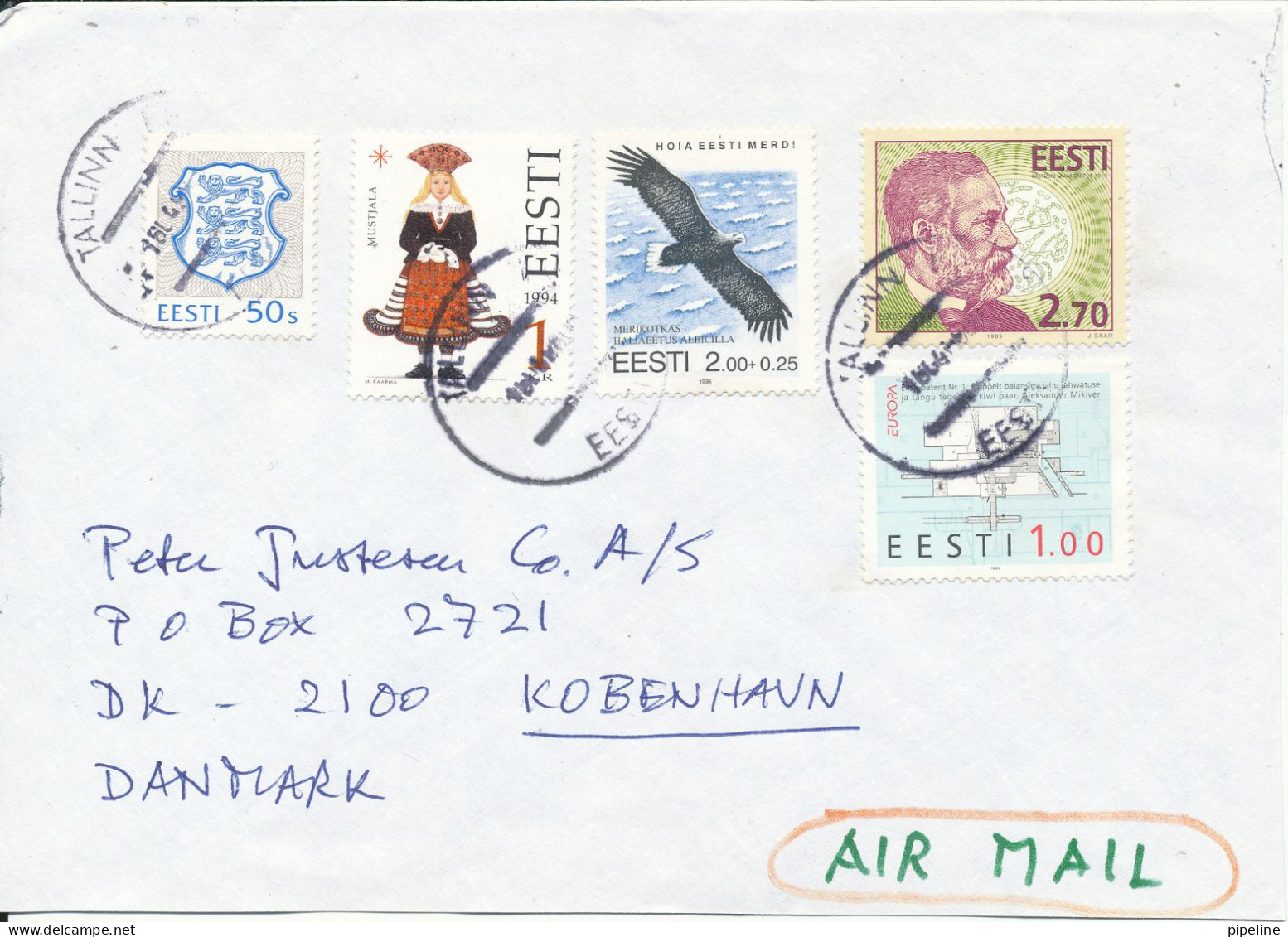 Estonia Cover Sent Air Mail To Denmark 16-4-1998 ?? Topic Stamps - Estonie