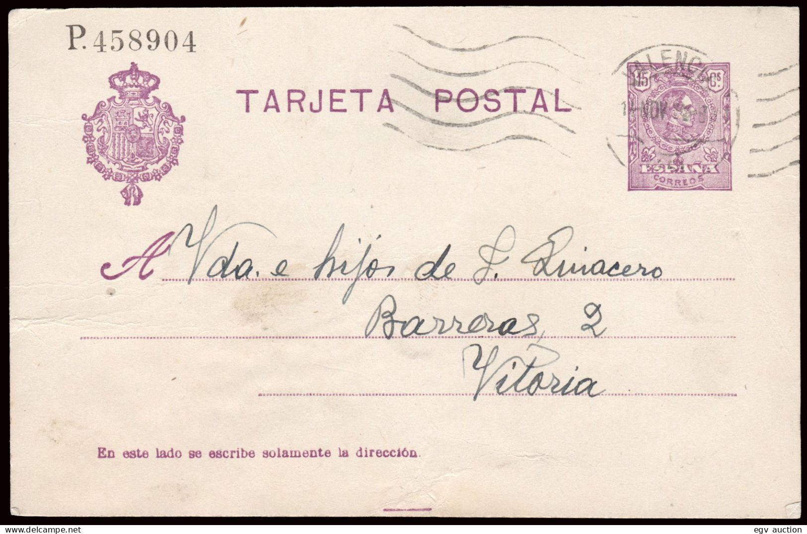 Valencia - Edi O EP 50 - Entero Postal Mat Rodillo "Valencia" - 1850-1931