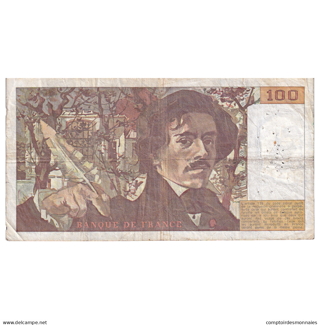 France, 100 Francs, Delacroix, 1980, M.33, TB, Fayette:69.4a, KM:154b - 100 F 1978-1995 ''Delacroix''