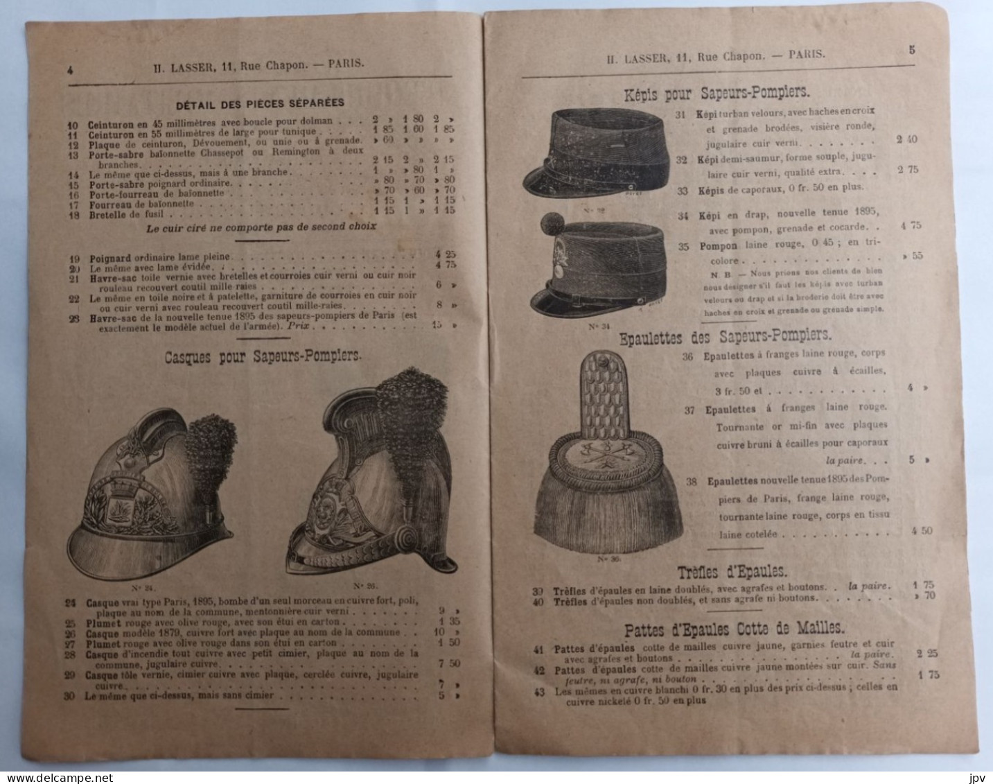 LIVRET : FABRIQUE SPECIALE D'EQUIPEMENTS MILITAIRES. HENRI LASSER à PARIS. 1895. - France