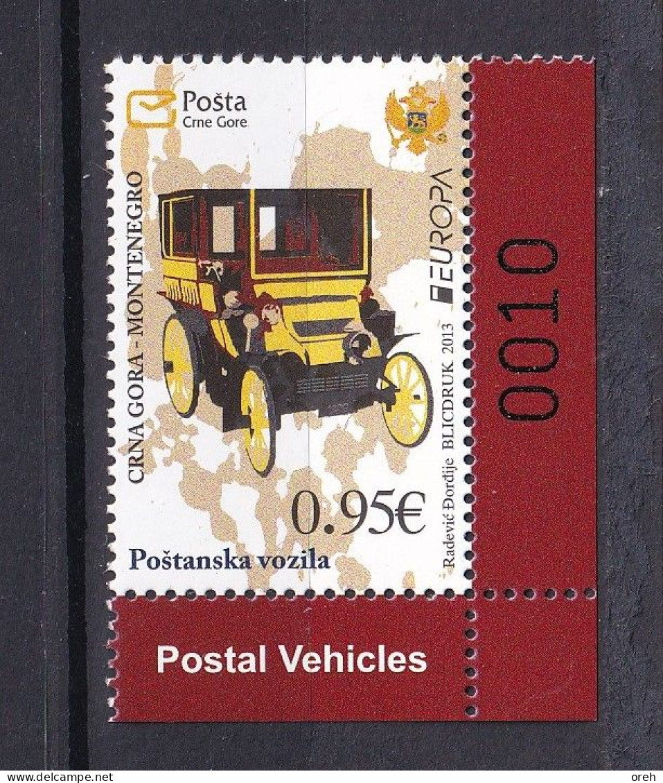 MONTENEGRO  2013, EUROPA CEPT,POSTAL WEICHELS,OLD CARS,,MNH - 2013