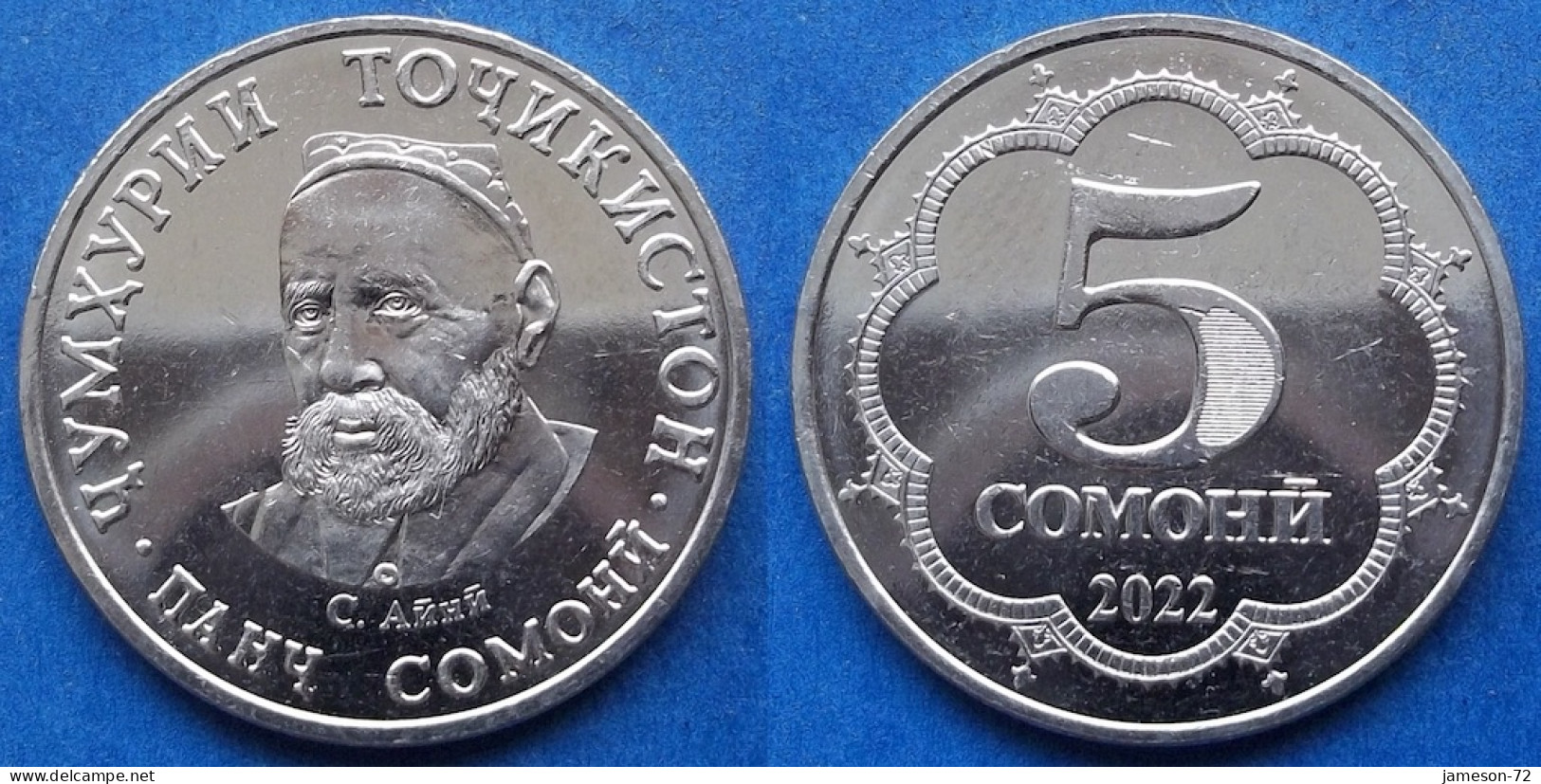 TAJIKISTAN - 5 Somoni 2022 "Sadriddin Ayni" KM# 58 Independent Republic (1991) - Edelweiss Coins - Tadzjikistan