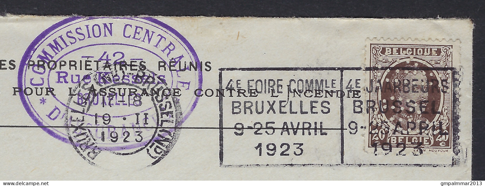 PERFIN / PERFO "PR" Van Firma PROPRIETAIRES REUNIS Op Brief Met HOUYOUX Nr. 196  ; Details En Staat Zie 2 Scans! LOT 231 - 1909-34