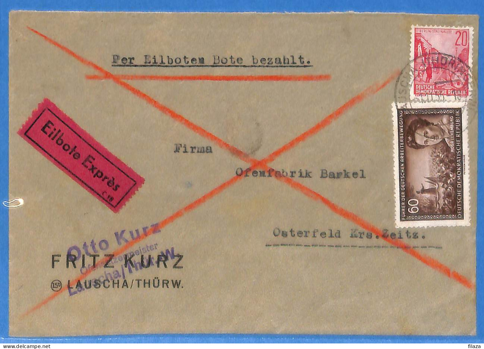 Allemagne DDR - 1955 - Lettre Durch Eilbote De Lausha - G25338 - Covers & Documents