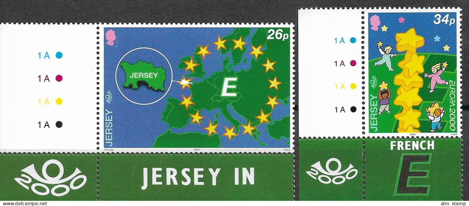 2000 Jersey Mi. 922-3** MNH  EUROPA Kind Mit Stern - 2000