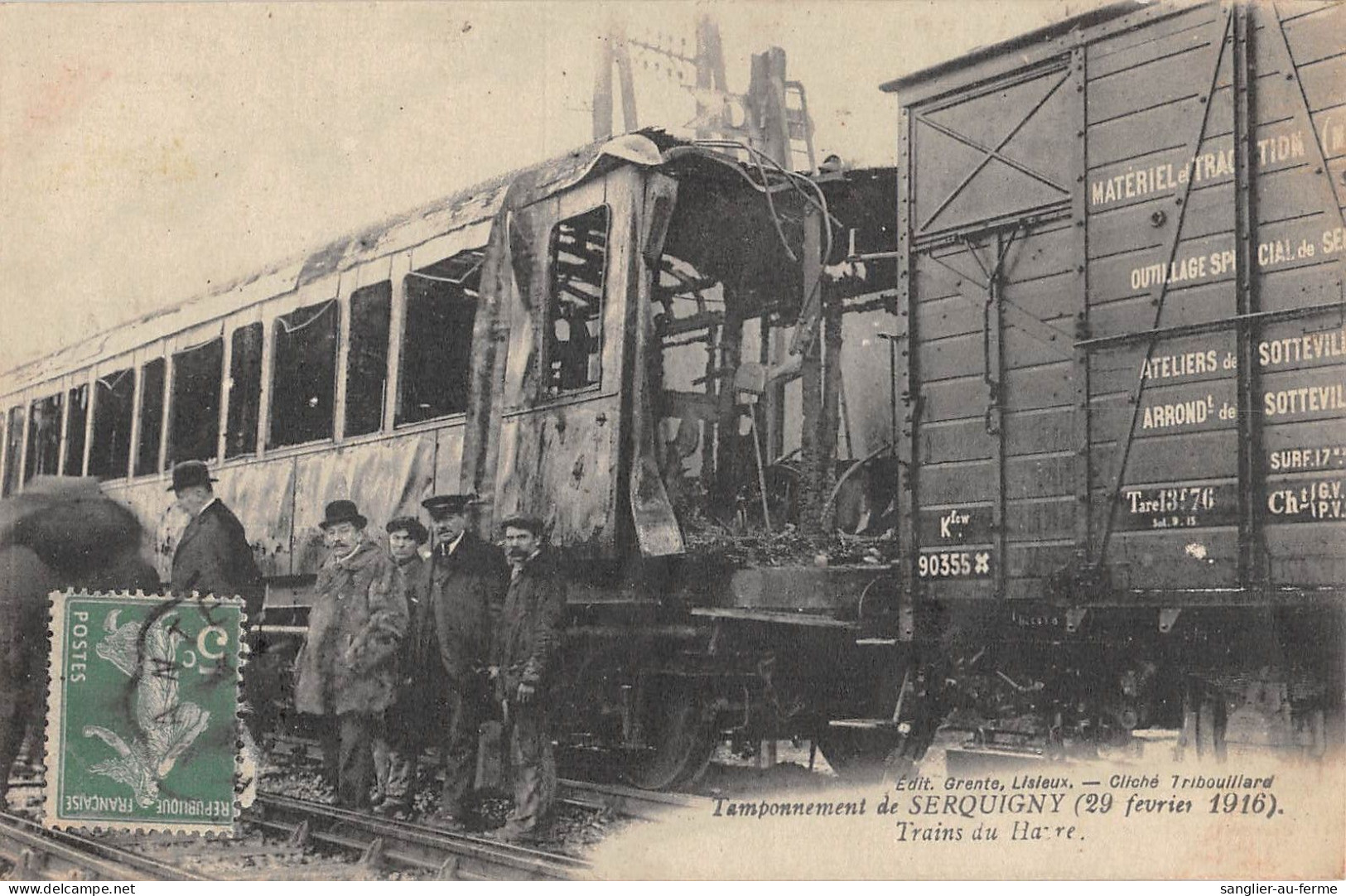 CPA 27 TAMPONNEMENT DE SERQUIGNY / TRAINS DU HAVRE / CATASTROPHE DU 29 FEVRIER 1916 - Serquigny