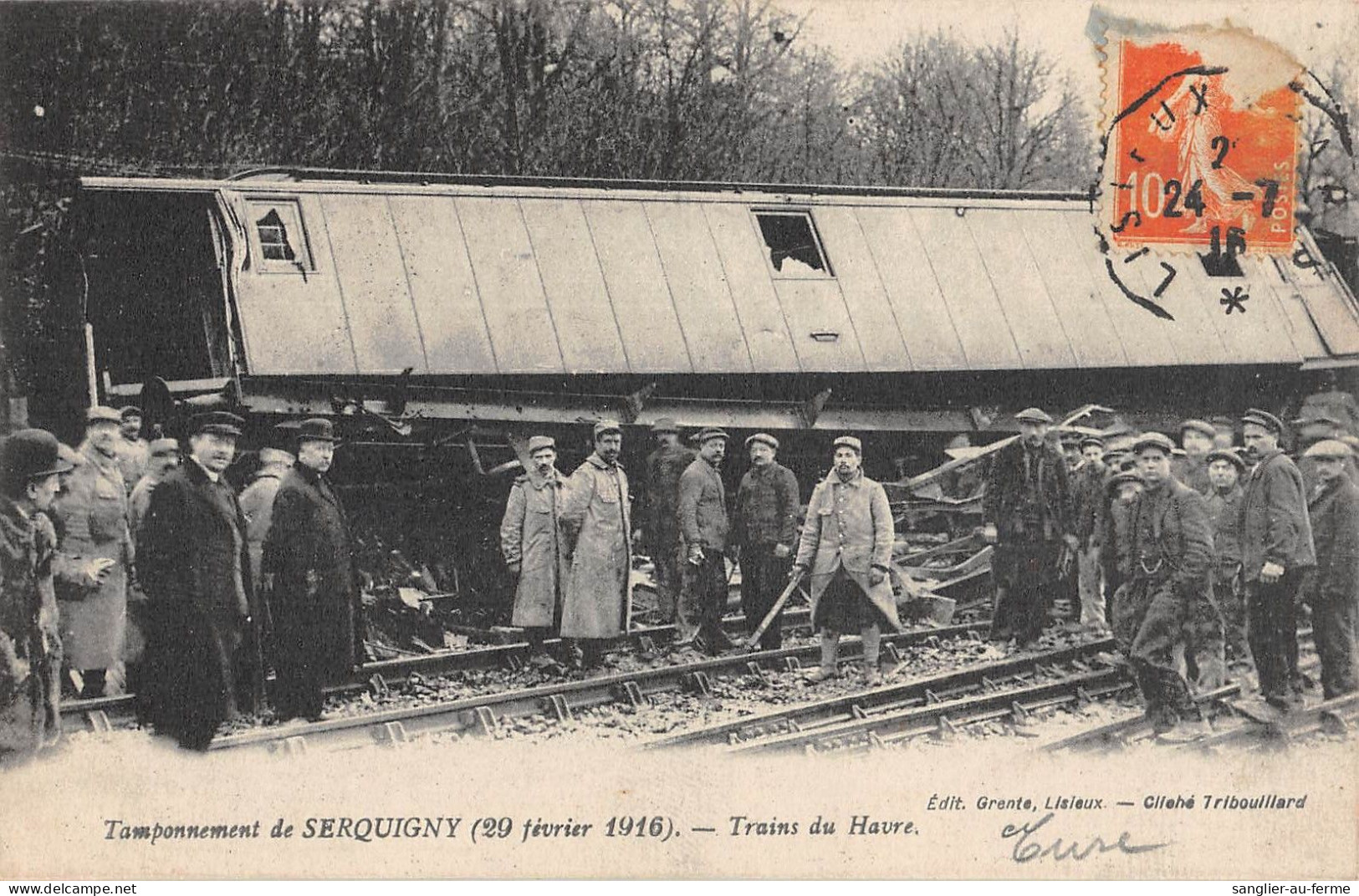 CPA 27 TAMPONNEMENT DE SERQUIGNY / TRAINS DU HAVRE / CATASTROPHE DU 29 FEVRIER 1916 - Serquigny