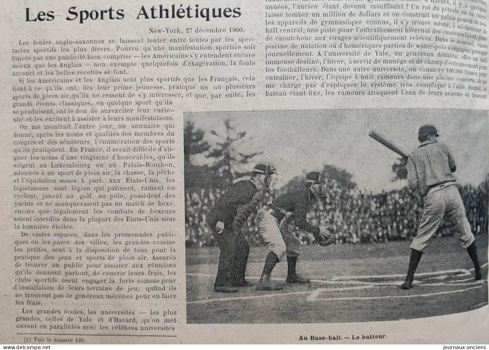 1901 SPORTS ATHLÉTIQUES EN AMÉRIQUE - LE BASE-BALL - LE FOOTBALL AMÉRICAIN  - LE HOCKEY SUR GLACE - LA VIE AU GRAND AIR - Unclassified