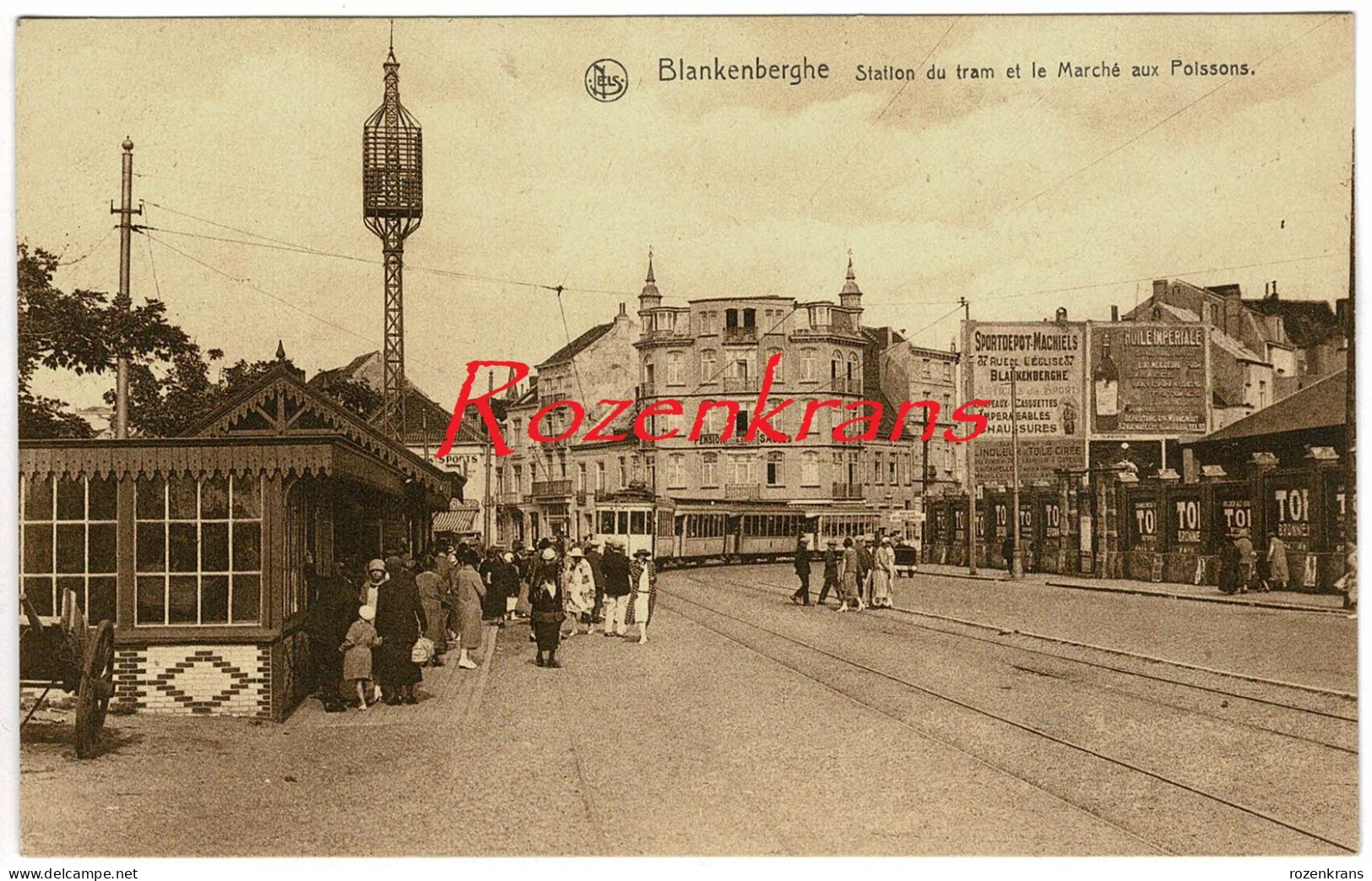 Blankenberge Blankenberghe Station Du Tram Et Le Marché Aux Poissons Tram Tramstatie En Vismarkt Geanimeerd Tramstation - Blankenberge