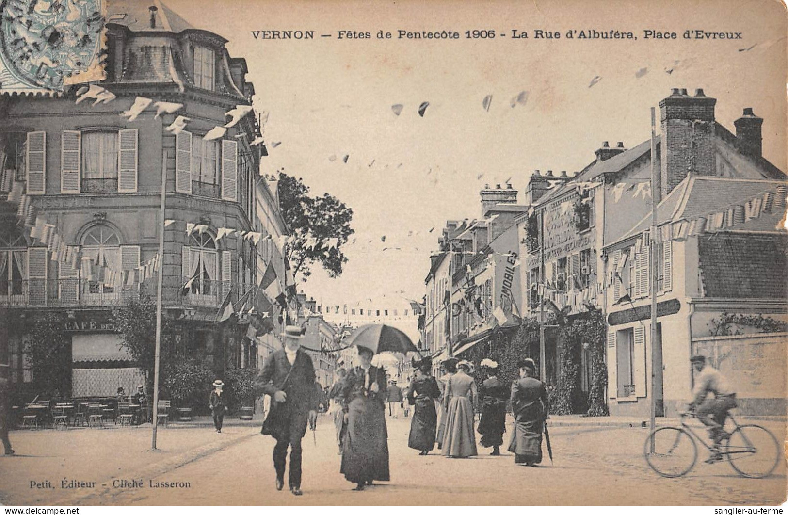 CPA 27 VERNON / FETES DE PENTECOTE 1906 / LA RUE D'ALBUFERA / PLACE D'EVREUX / Cpa Rare - Vernon