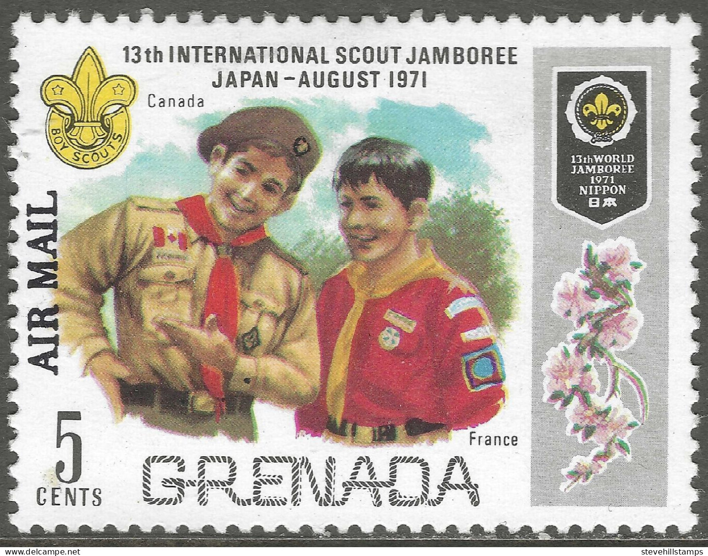 Grenada. 1972 Air Mail Overprints.  5c MH. SG 518 - Grenade (...-1974)