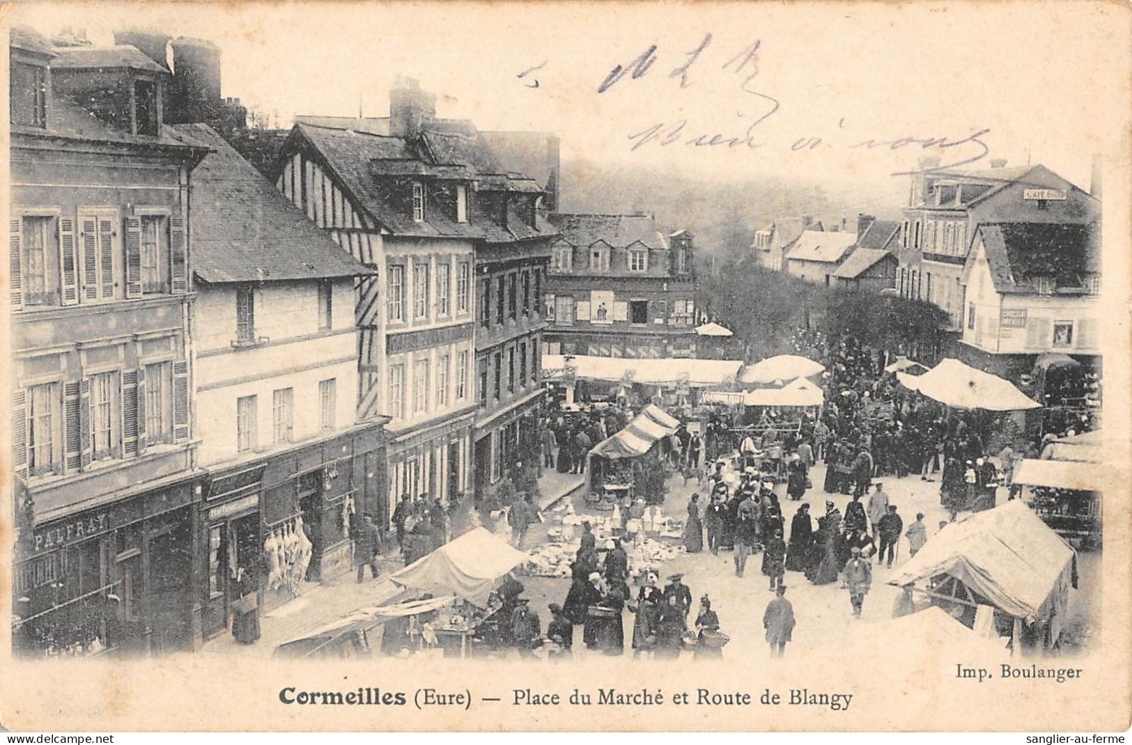 CPA 27 CORMEILLES / PLACE DU MARCHE ET ROUTE DE BLANGY - Sonstige & Ohne Zuordnung