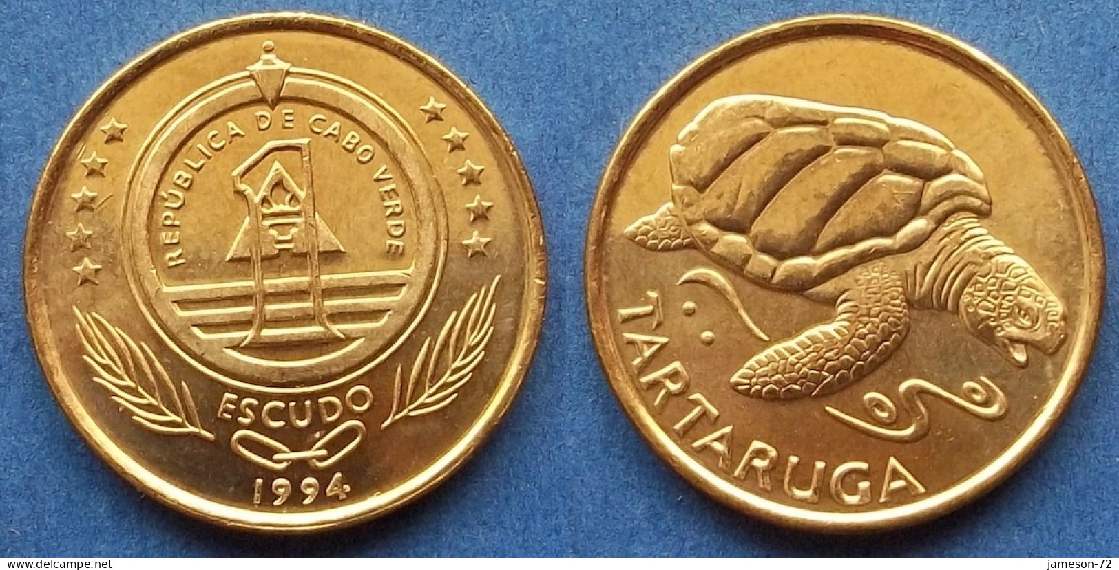 CAPE VERDE - 1 Escudo 1994 "Tartaruga Sea Turtle" KM# 27 Independent Republic (1975) - Edelweiss Coins - Cape Verde