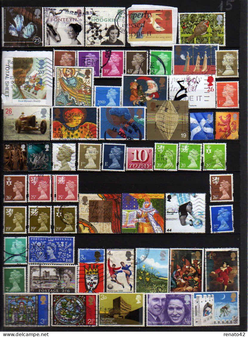 BON Lot 200 TIMBRES OBLITERES DIFFERENTS GRANDE-BRETAGNE LIVRE EN POCHETTE RIGIDE 100 G PORT A 2,32 € - Collections