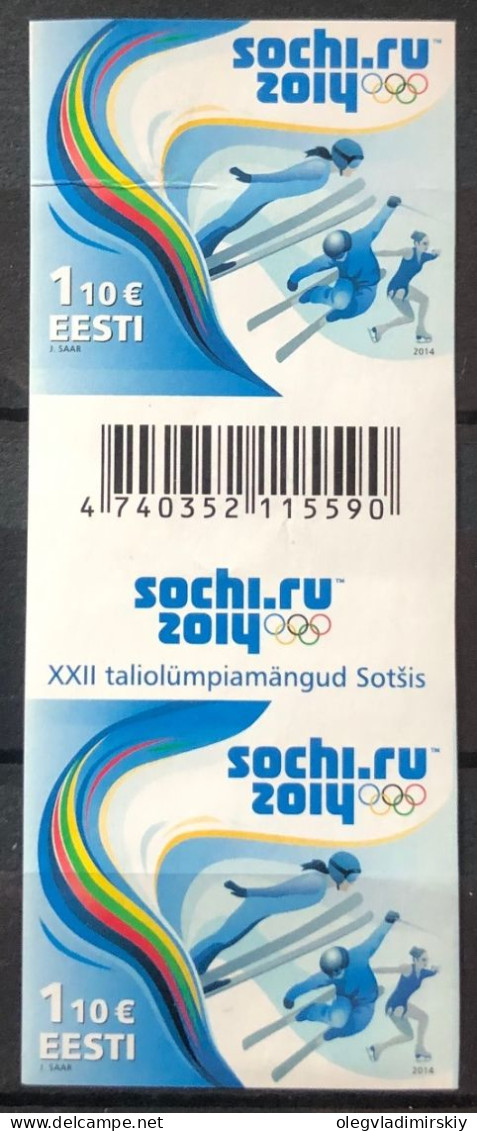 Estonia Estland Estonie 2014 XXII Winter Olympic Games In Sochi Imperforation Gutter-pair With Label VERY RARE ! MNH - Estonie