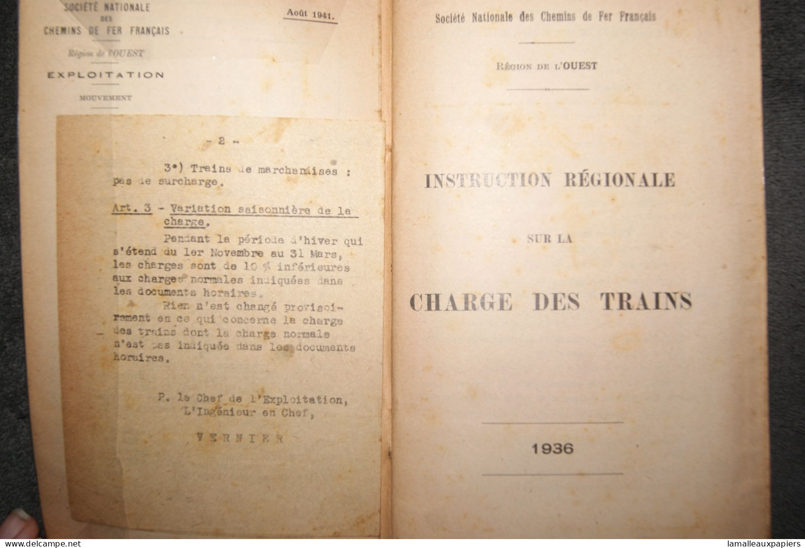 SNCF Instruction Sur La Charge Des Trains (1943) - Railway & Tramway