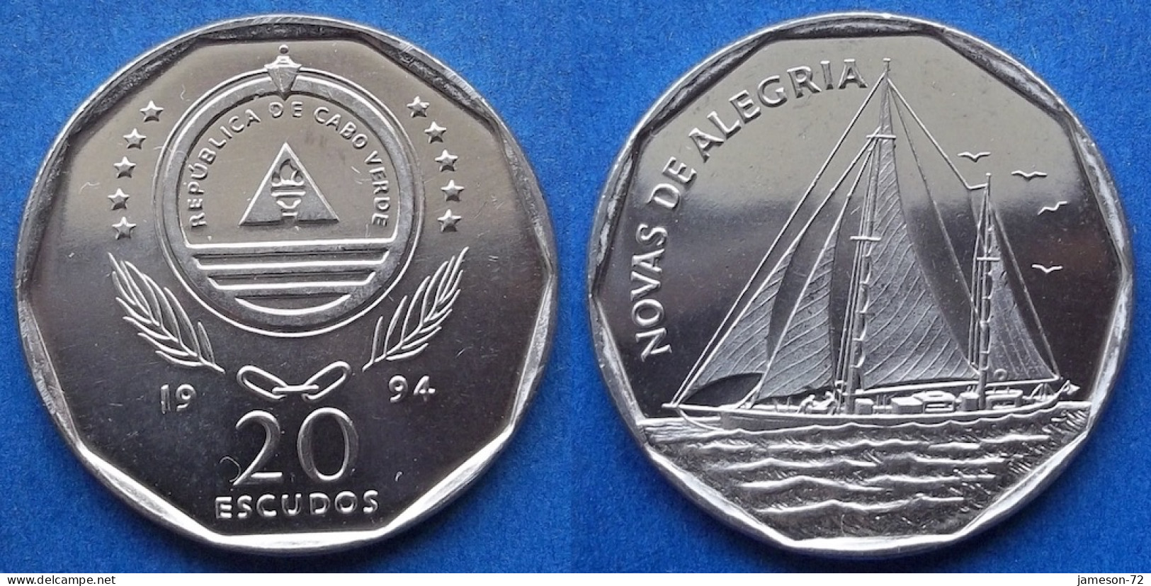 CAPE VERDE - 20 Escudos 1994 "Sailship Novas De Alegria" KM# 42 Independent Republic (1975) - Edelweiss Coins - Cape Verde