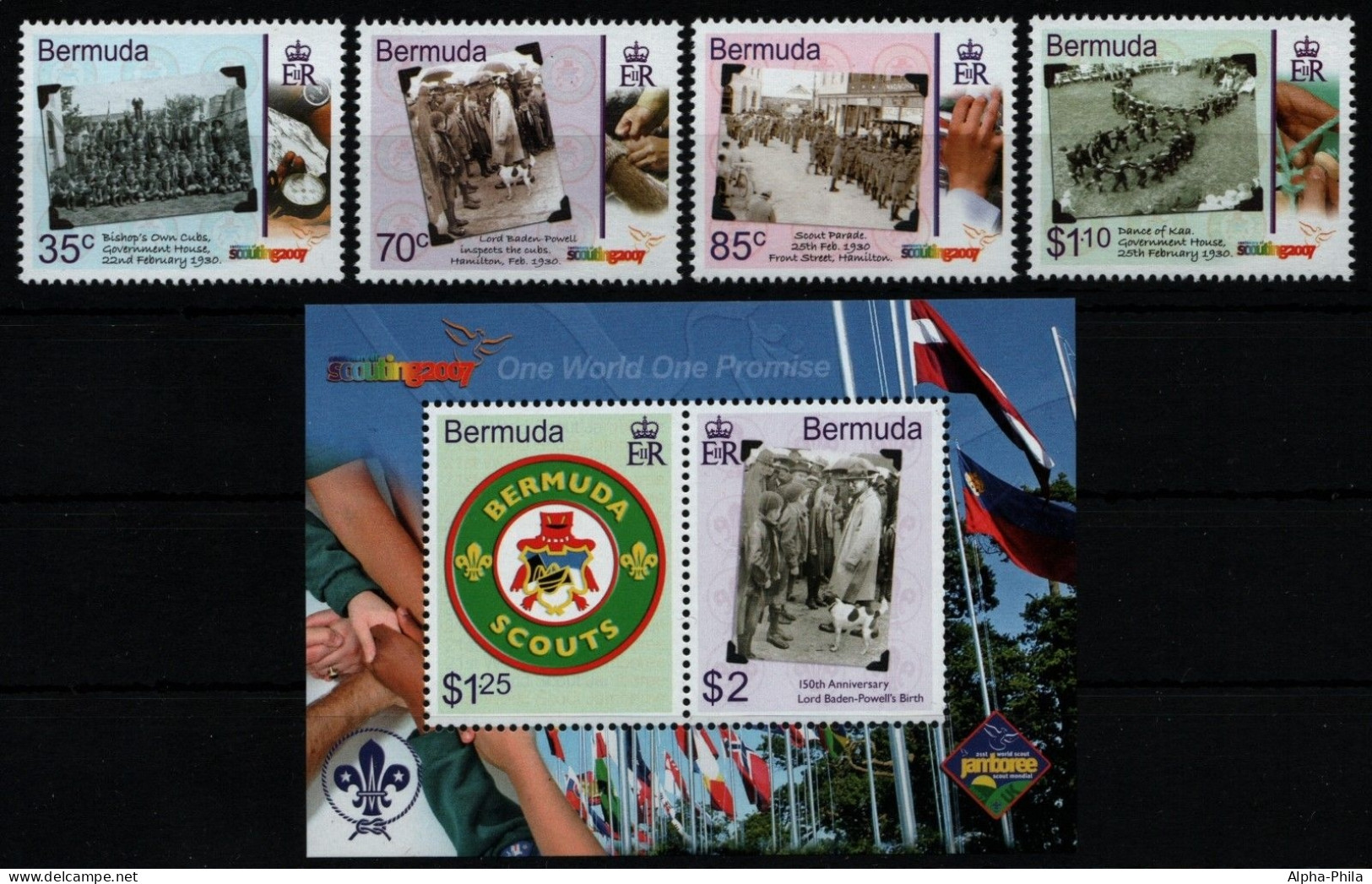 Bermuda 2007 - Mi-Nr. 940-943 & Block 18 ** - MNH - Pfadfinder / Scouts - Bermuda