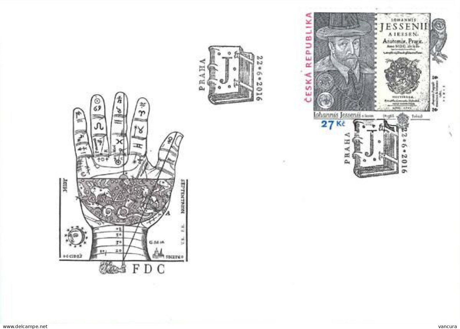 FDC 893 Czech Republic Jan Jesensky/Jessenius Anniversary 2016 Barn Owl Joint Issue Astrology - FDC