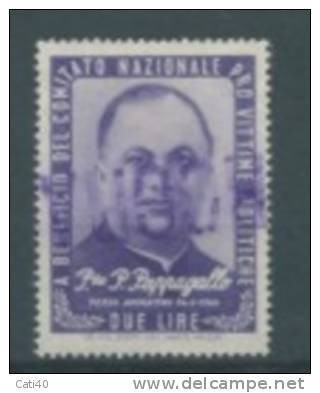 PRO VITTIME POLITICHE - PADRE PAPPAGALLO LIRE DUE USATO - COLORE VIOLA - Revenue Stamps