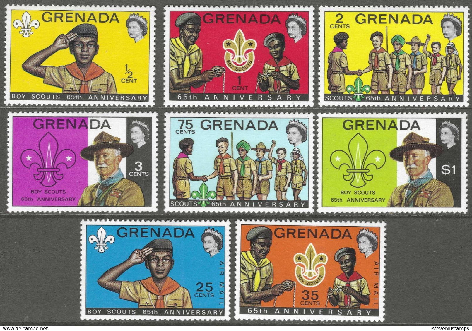 Grenada. 1972 65th Anniversary Of The Boy Scouts. MH Complete Set Excl M/S. SG 532-539 - Grenade (...-1974)