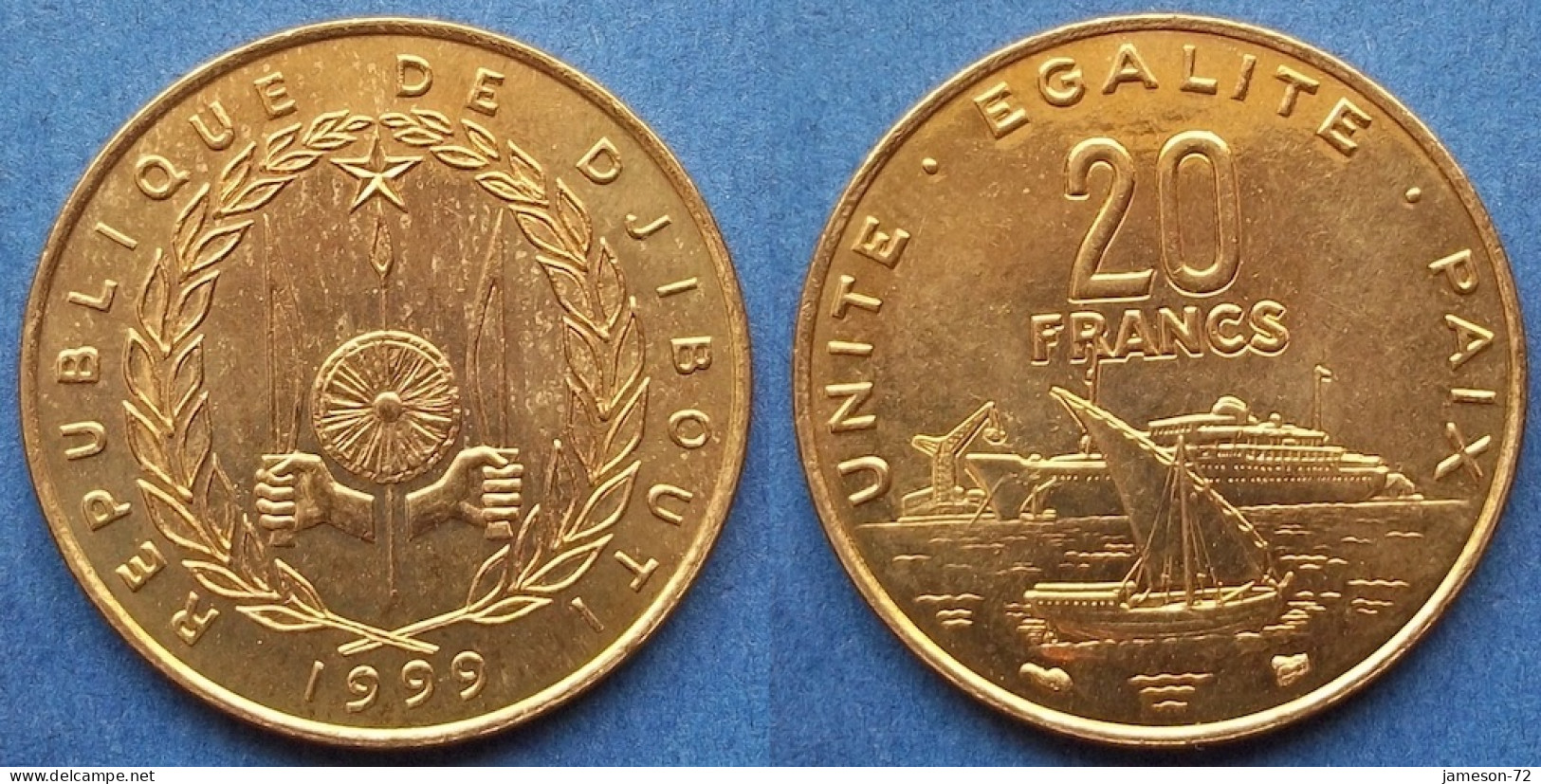 DJIBUTI - 20 Francs 1999 "Boats On Water" KM# 24 Republic, Standard Coinage - Edelweiss Coins - Dschibuti