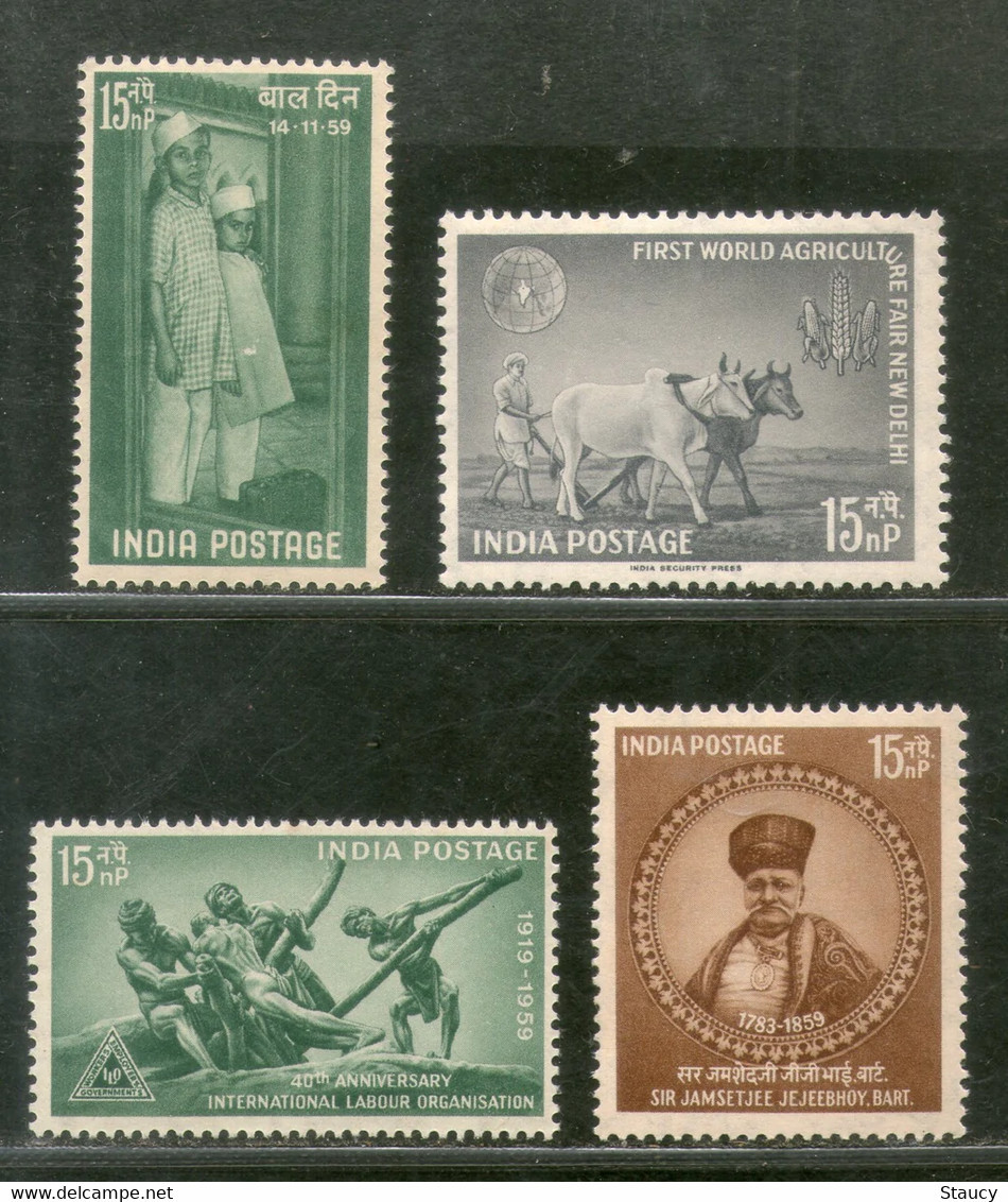 India 1959 Complete Year Pack / Set / Collection Total 4 Stamps (No Missing) MNH As Per Scan - Volledig Jaar
