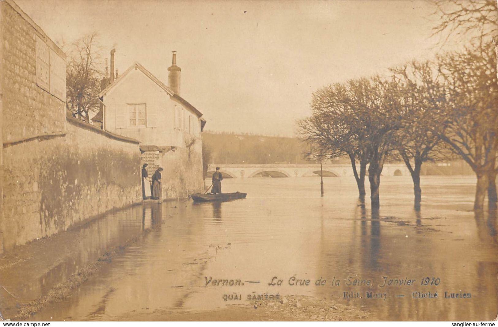 CPA 27 VERNON / CARTE PHOTO / LA CRUE DE LA SEINE 1910 / QUAI CAMERE - Vernon