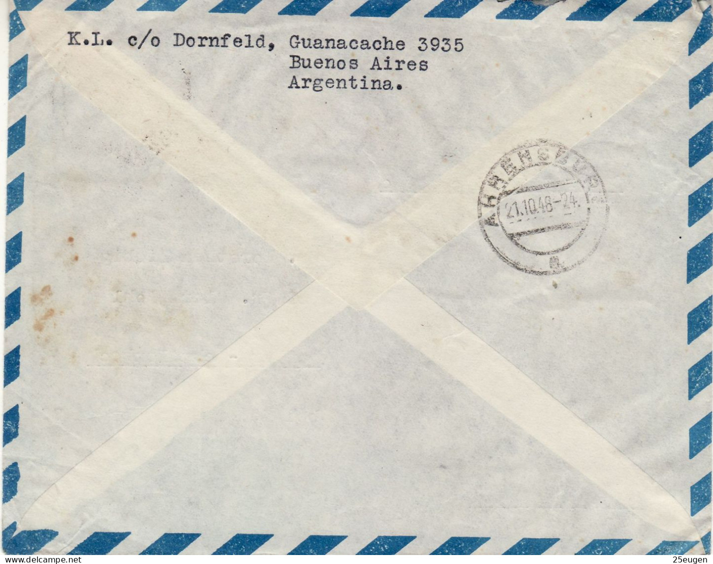 ARGENTINA 1948  AIRMAIL R -  LETTER SENT FROM BUENOS AIRES TO HAMBURG - Briefe U. Dokumente