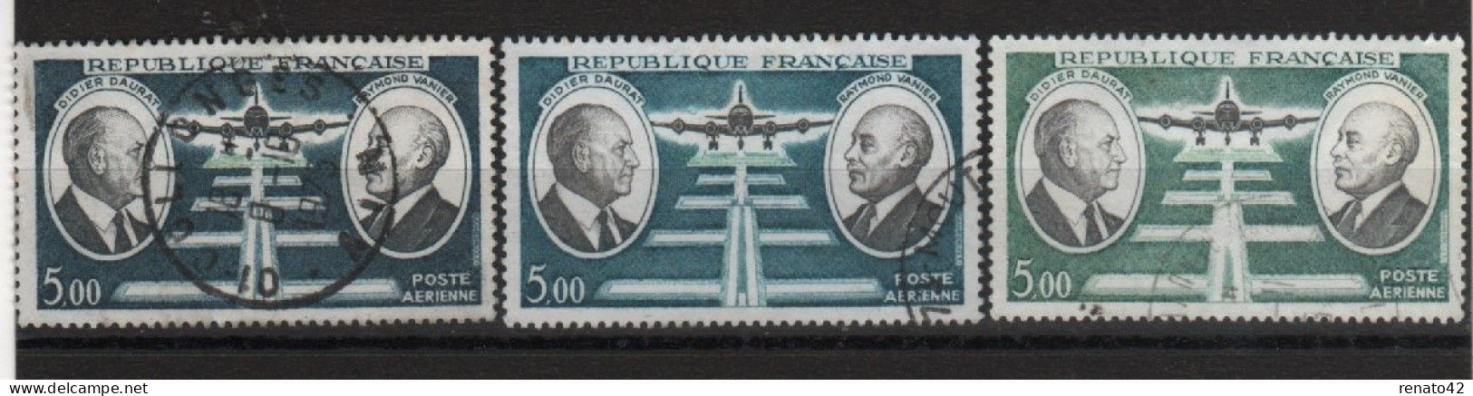 VARIETE DE COULEUR SUR TIMBRE OBLITERE POSTE AERIENNE FRANCE N° 46 - Used Stamps