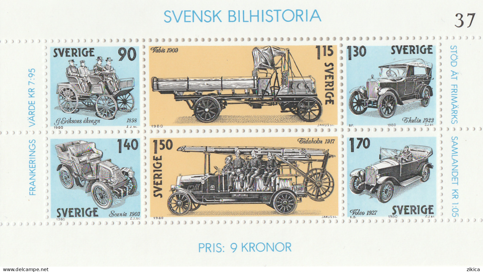 Sweden - 1980 Swedish Automobile History,S/S.MNH** - Blocks & Sheetlets