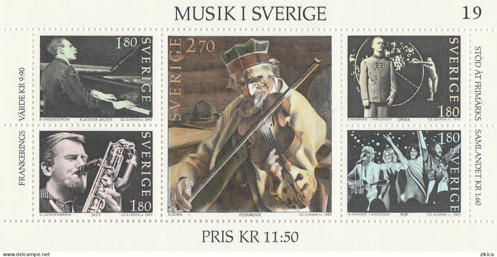 Sweden - 1983 Music In Sweden,S/S.MNH** - Blokken & Velletjes