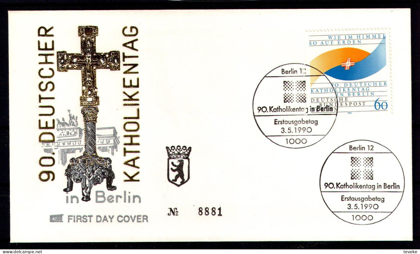 BERLIN 1990 - Michel Nr. 873 FDC - Deutscher Katholikentag - 1981-1990