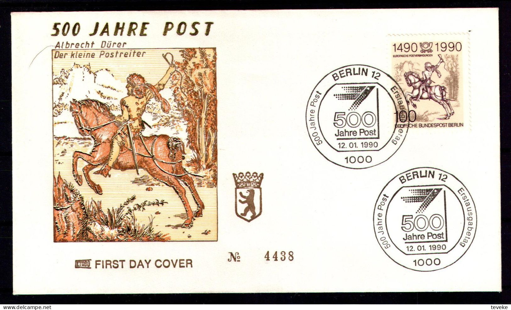 BERLIN 1990 - Michel Nr. 860 FDC - Der Kleine Postreiter - Albrecht Dürer - Art, Kunst - 1981-1990