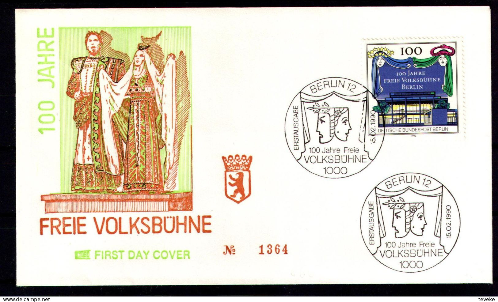 BERLIN 1990 - Michel Nr. 866 FDC - Freie Volksbühne Berlin - 1981-1990