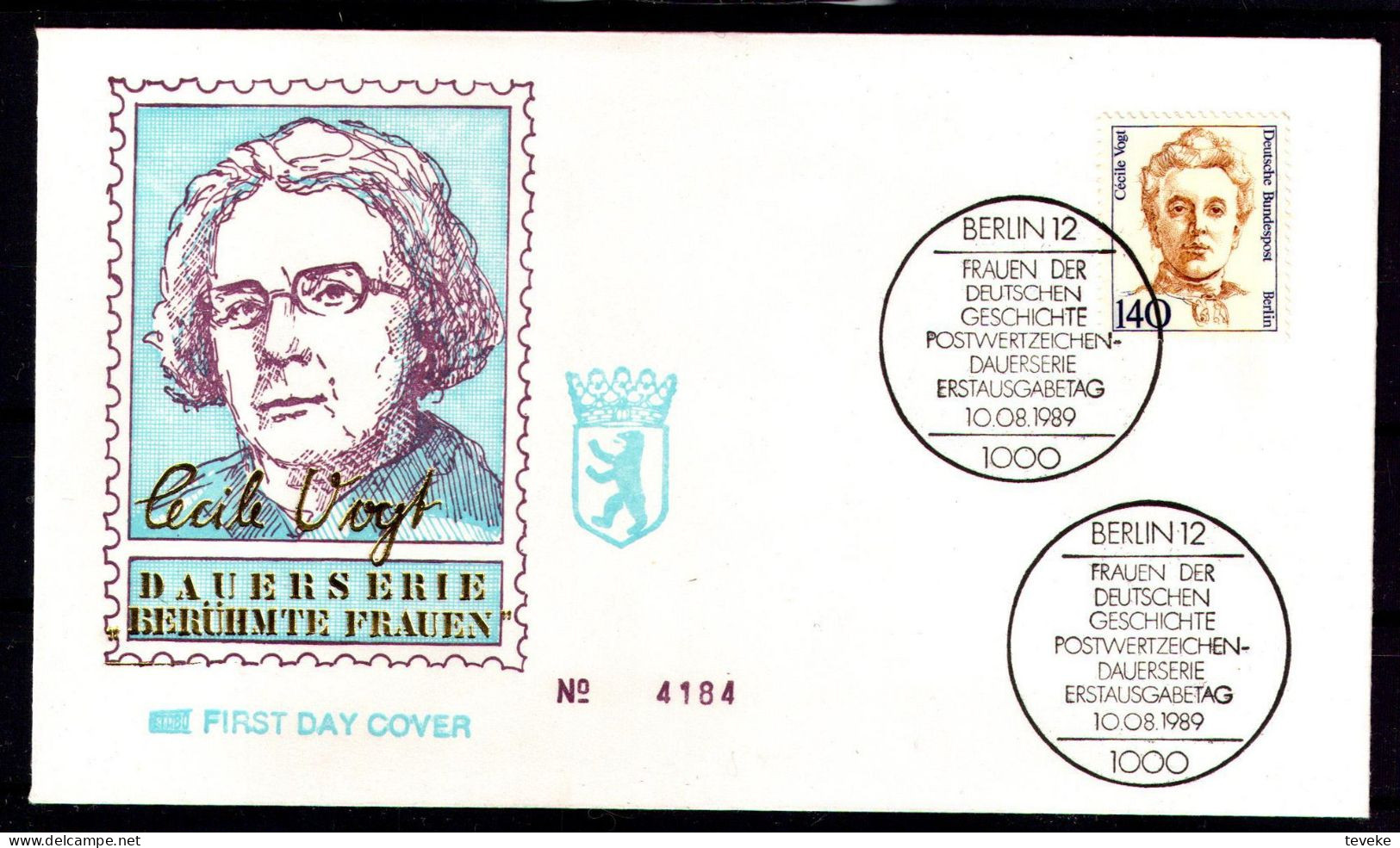 BERLIN 1989 - Michel Nr. 848 FDC - Frauen Der Deutsche Geschichte - 1981-1990