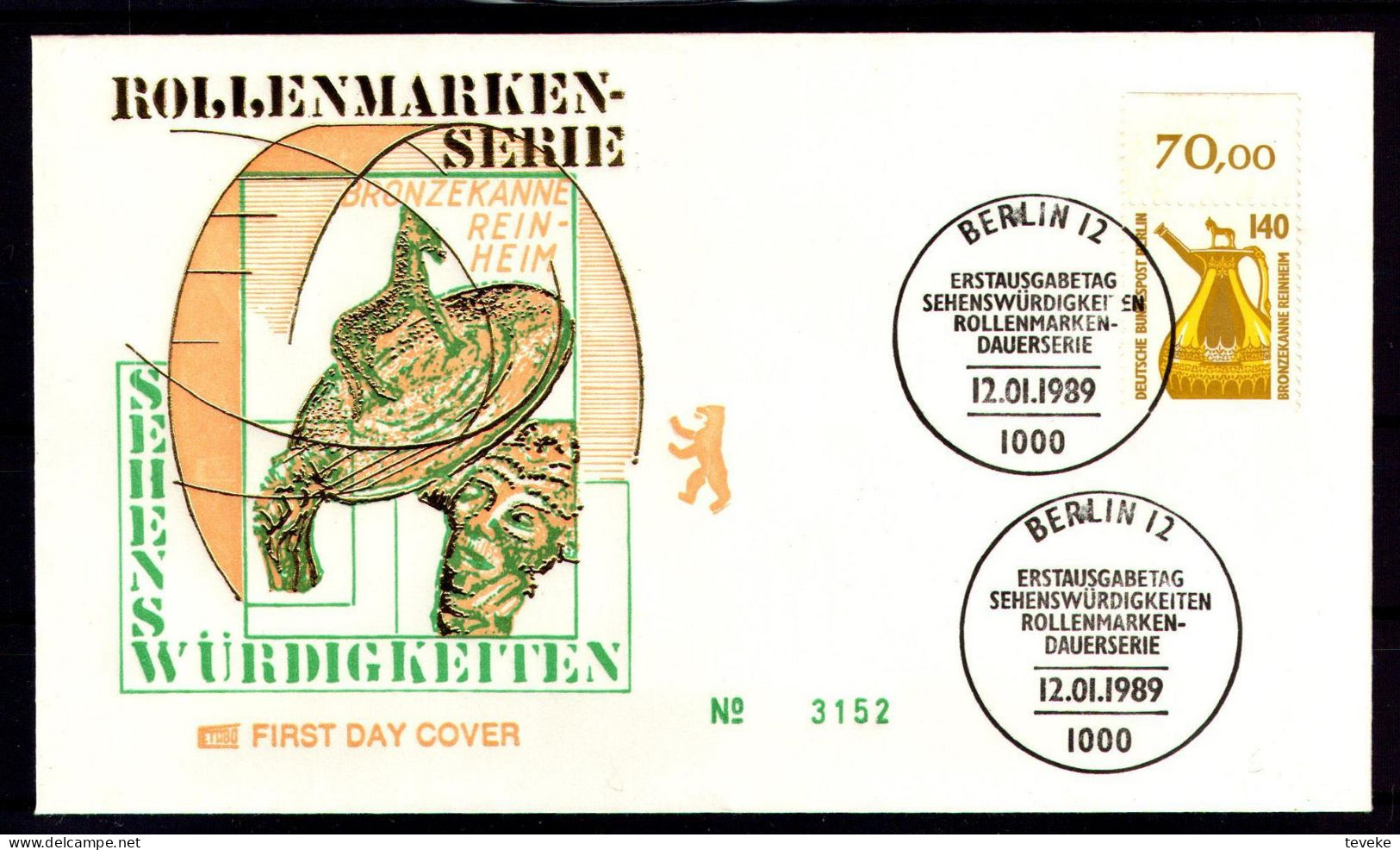 BERLIN 1989 - Michel Nr. 832 FDC - Sehenswürdigkeiten - 1981-1990
