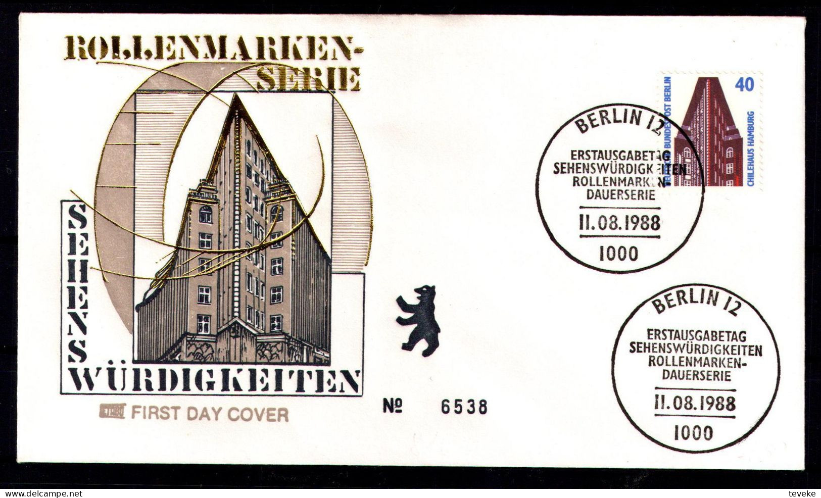 BERLIN 1988 - Michel Nr. 816 FDC - Sehenswürtigkeiten  - 1981-1990
