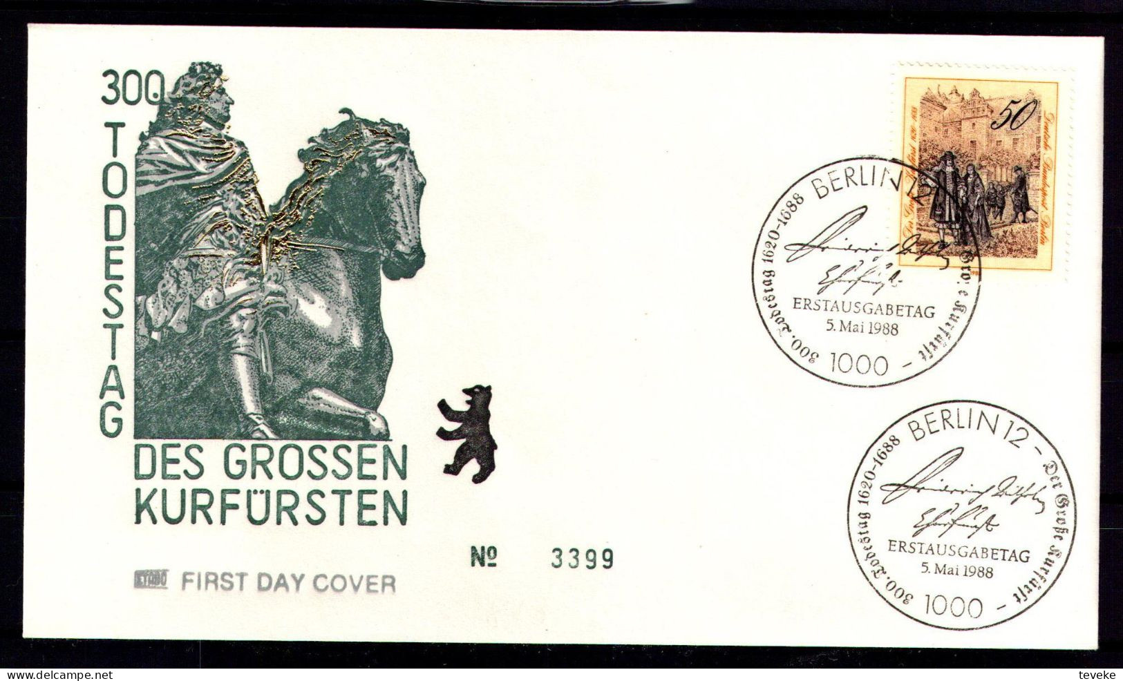 BERLIN 1988 - Michel Nr. 813 FDC - Kurfürst Friedrich Wilhelm Von Brandenburg - 1981-1990