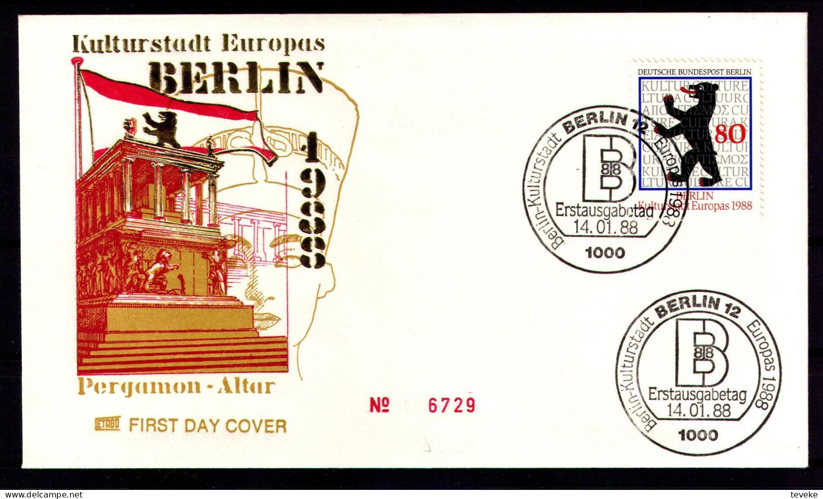 BERLIN 1988 - Michel Nr. 800 FDC - Berlin Kulturhauptstad Europas - 1981-1990