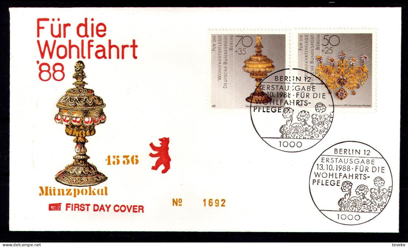 BERLIN 1988 - Michel Nr. 818/821 FDC - Wohlfahrt - Gold- Und Silberschmiedekunst - 1981-1990