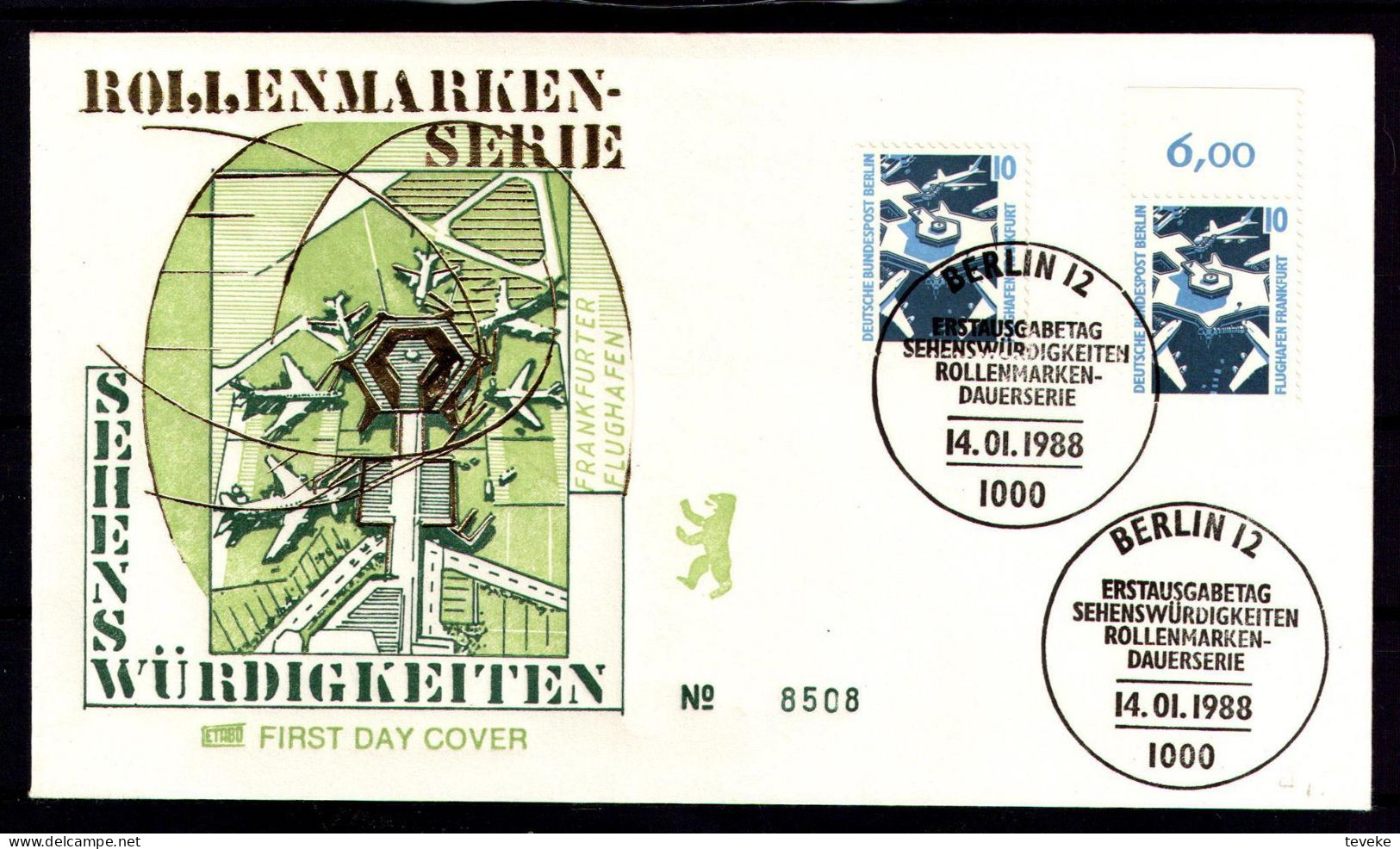 BERLIN 1988 - Michel Nr. 798A/799A FDC - Sehenswürdigkeiten - 1981-1990