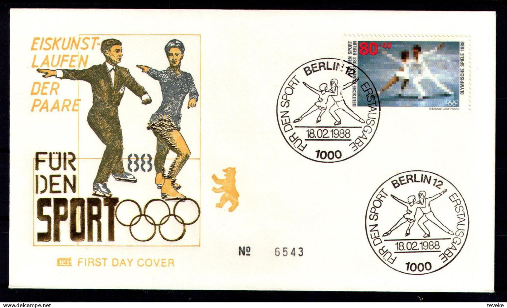 BERLIN 1988 - Michel Nr. 801/803 FDC - Olympic Games In Calgary & Seoul - 1981-1990