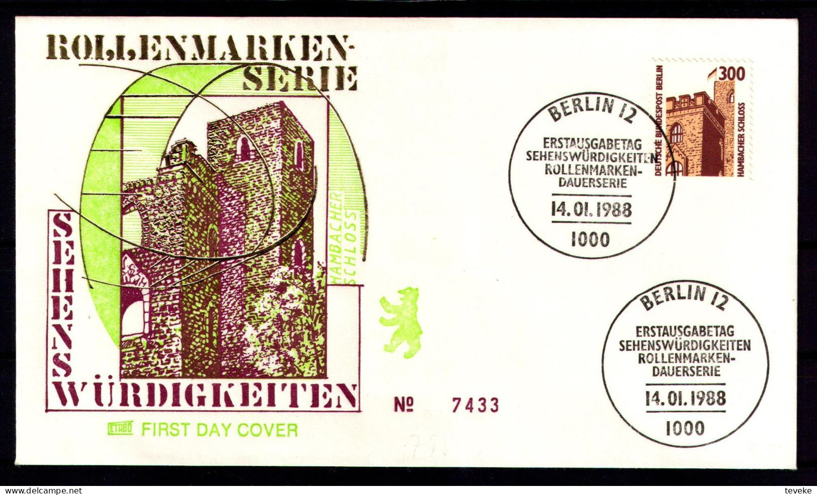 BERLIN 1988 - Michel Nr. 798A/799A FDC - Sehenswürdigkeiten - 1981-1990