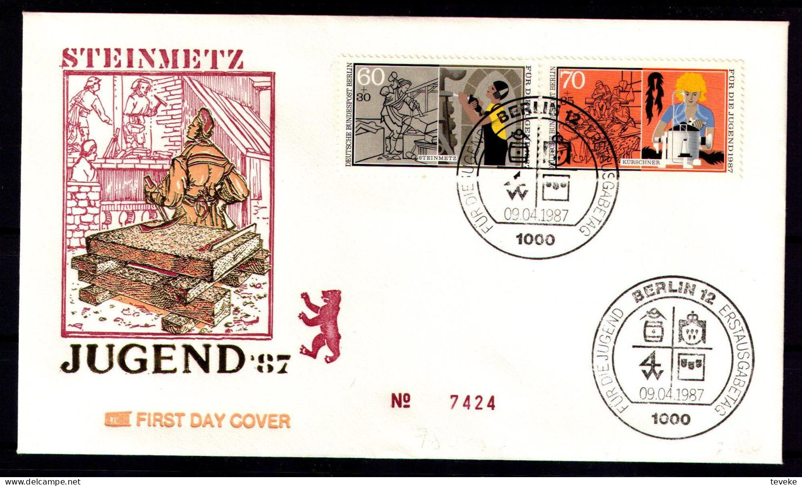 BERLIN 1987 - Michel Nr. 780/783 FDC - Jugend - Handwerksberufe - 1981-1990