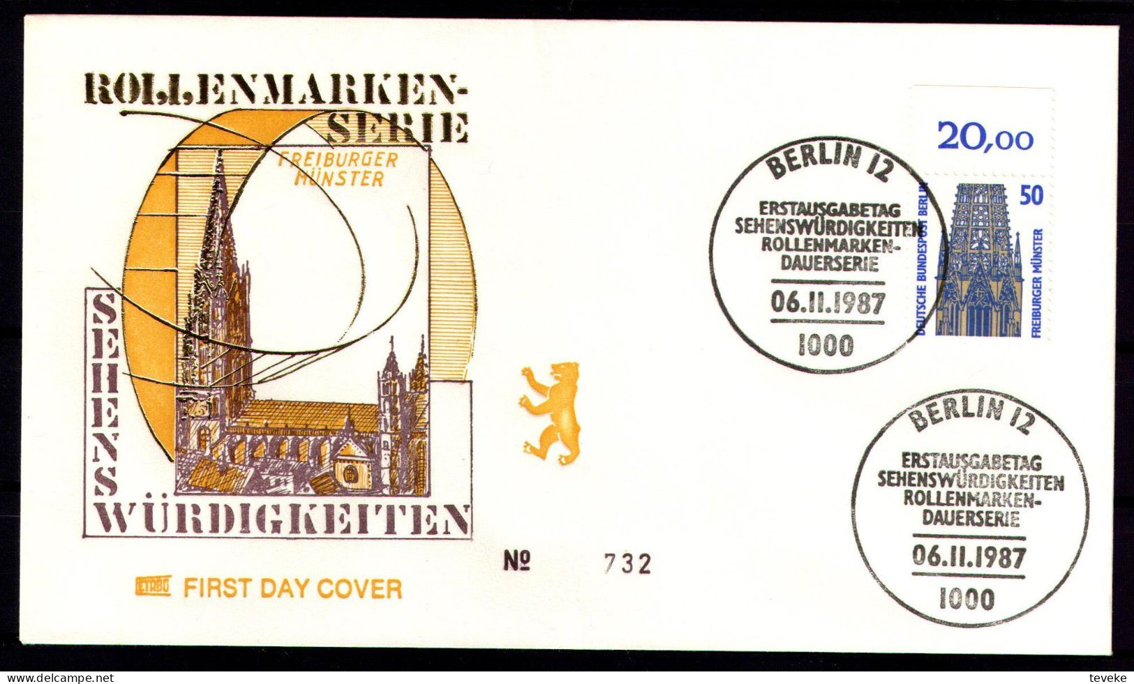 BERLIN 1987 - Michel Nr. 793A/796A FDC - Sehenswürtigkeiten - 1981-1990