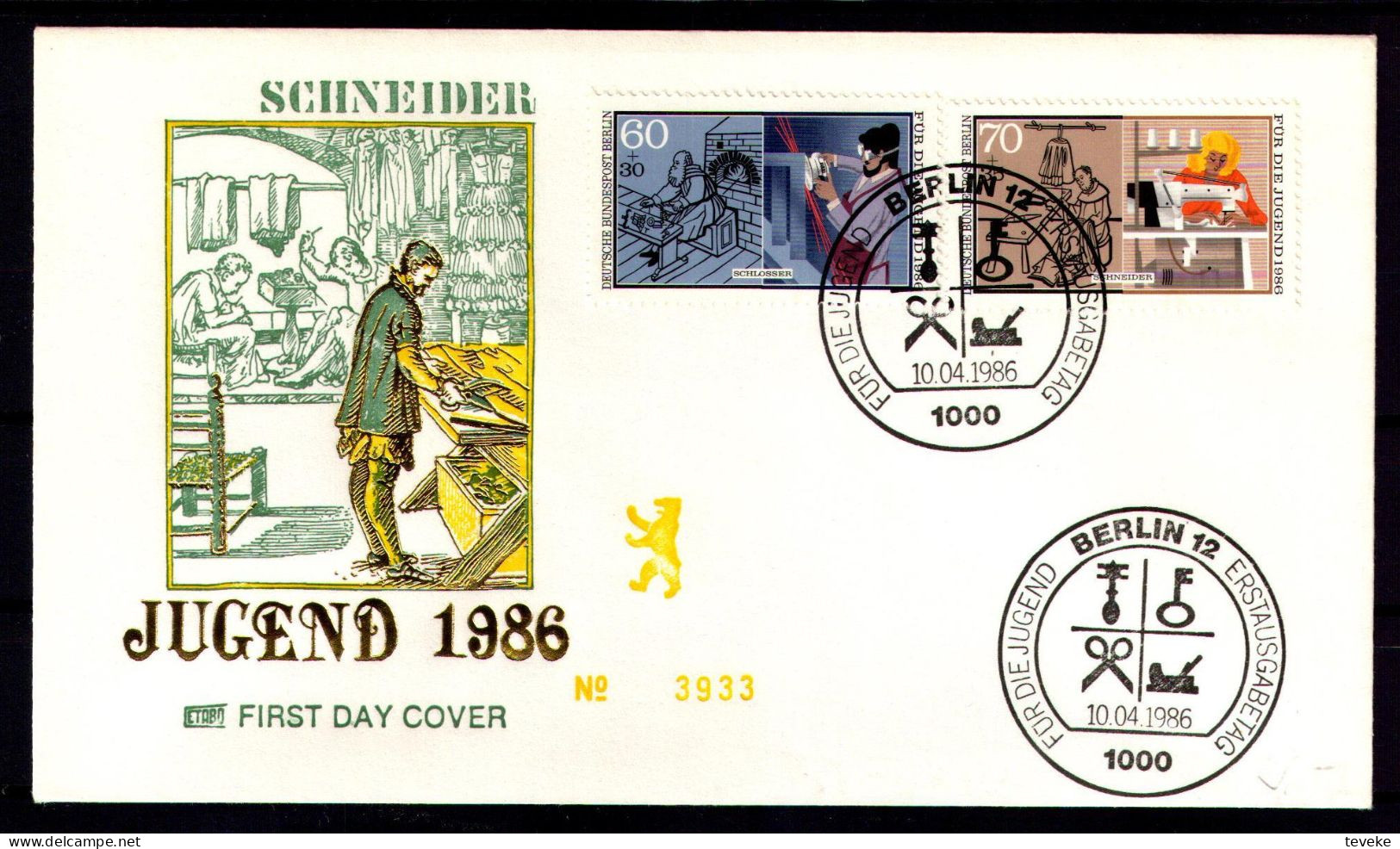 BERLIN 1986 - Michel Nr. 754/757 FDC - Jugend - Handwerksberufe - 1981-1990